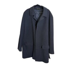 Vintage Marshall Fields Charcoal Gray Wool Blend Trench Coat size 44 L